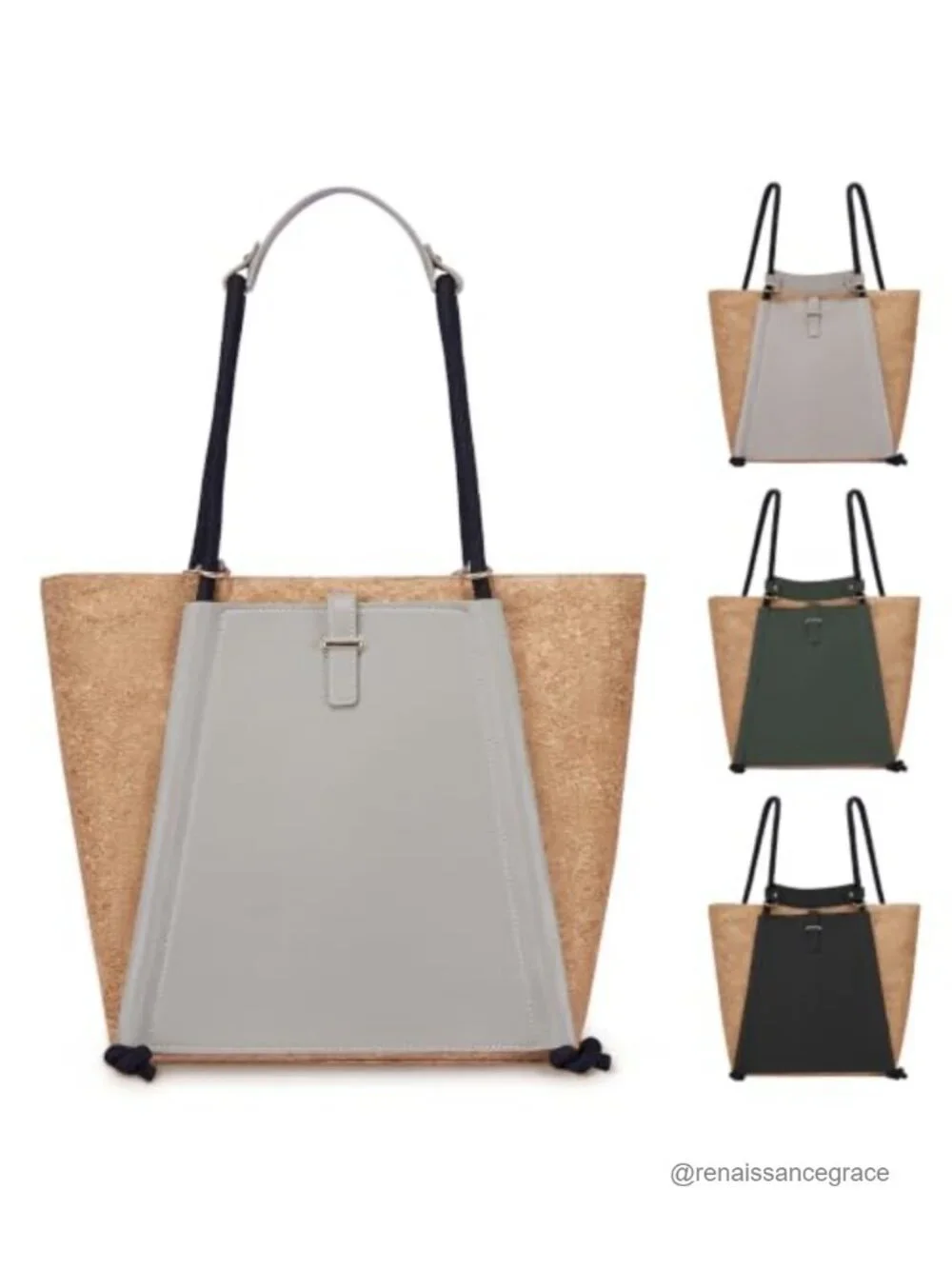 Cork Leather Work Travel Tote Bag Women Top Handle Handbag Purse Vegan